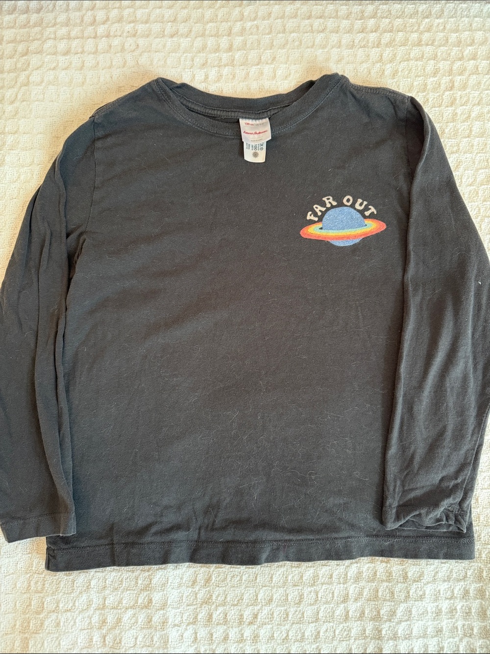 Hanna Andersson Black Long Sleeve Tee with Colorful Planet 'Far Out'